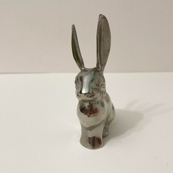 Vintage Metal Bunny Rabbit Figure 5 Inch Tall Made in Korea Figurine - Picture 2 of 13